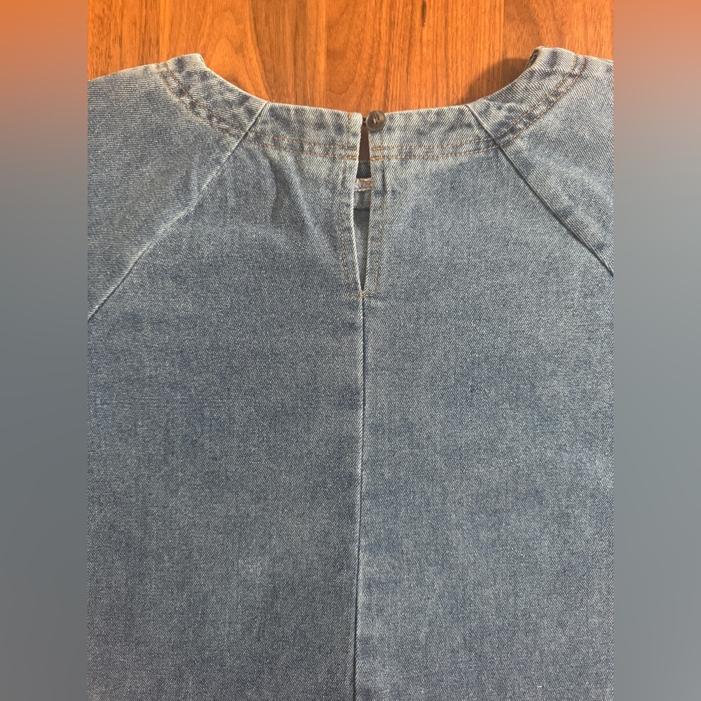 Anthropologie Porridge Short-Sleeve Denim Swing Mini Dress - Picture 13 of 13